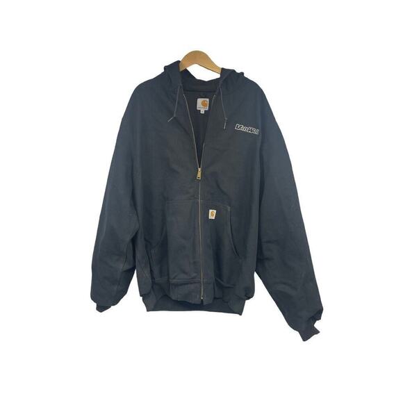 Carhartt Black Canvas Jacket Coat Embroidered John Deere Van Wall Mens L Tall - Picture 1 of 8